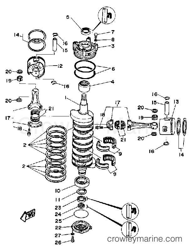 Yamaha Motors 225ETLD - CRANKSHAFT PISTON