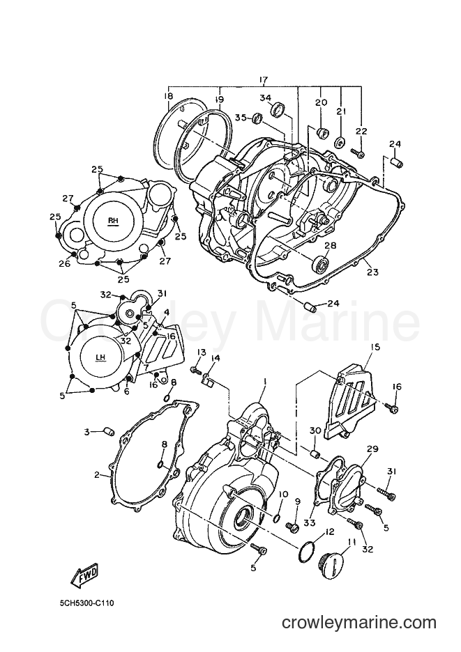 2004 Dirt Bike TT600RE - TT600RE (5CH5) [02A] - CRANKCASE COVER 1