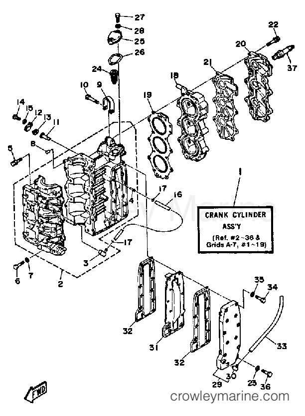 Yamaha Motors 30ELH - CRANKCASE CYLINDER