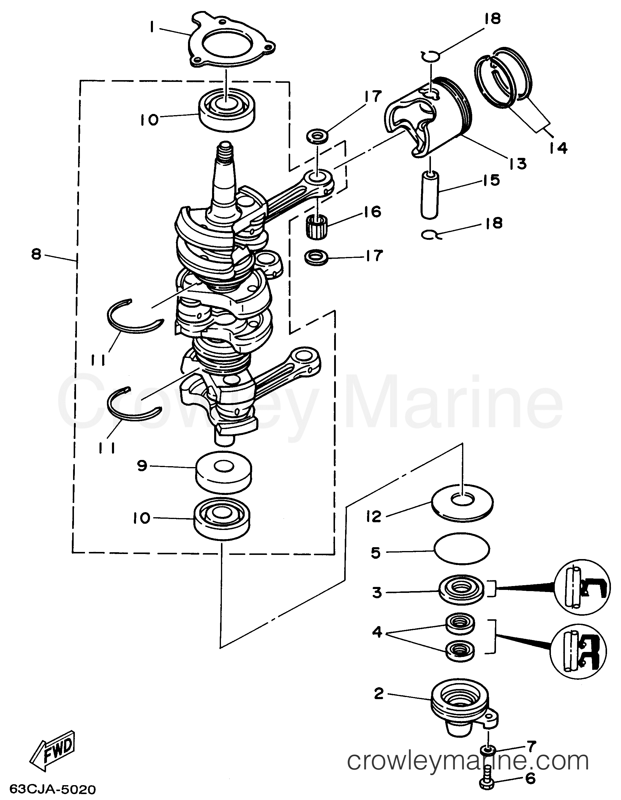 Yamaha Motors C40TLRV - CRANKSHAFT - PISTON