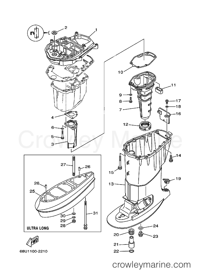 Yamaha Motors FT25B (68U1) [120] - UPPER CASING