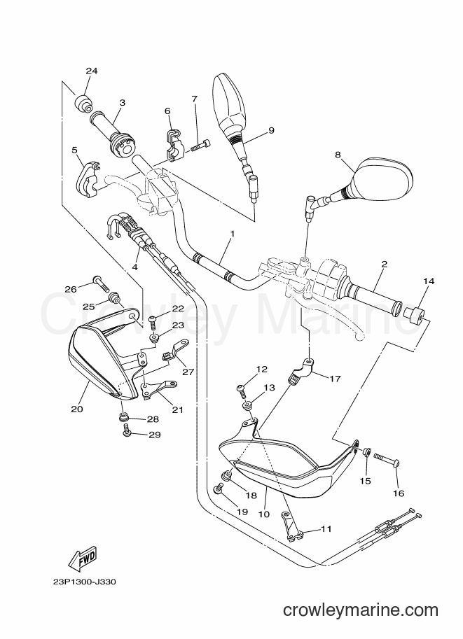 2011 Dirt Bike XT1200Z - XT1200Z (23P8) [010] - STEERING HANDLE & CABLE