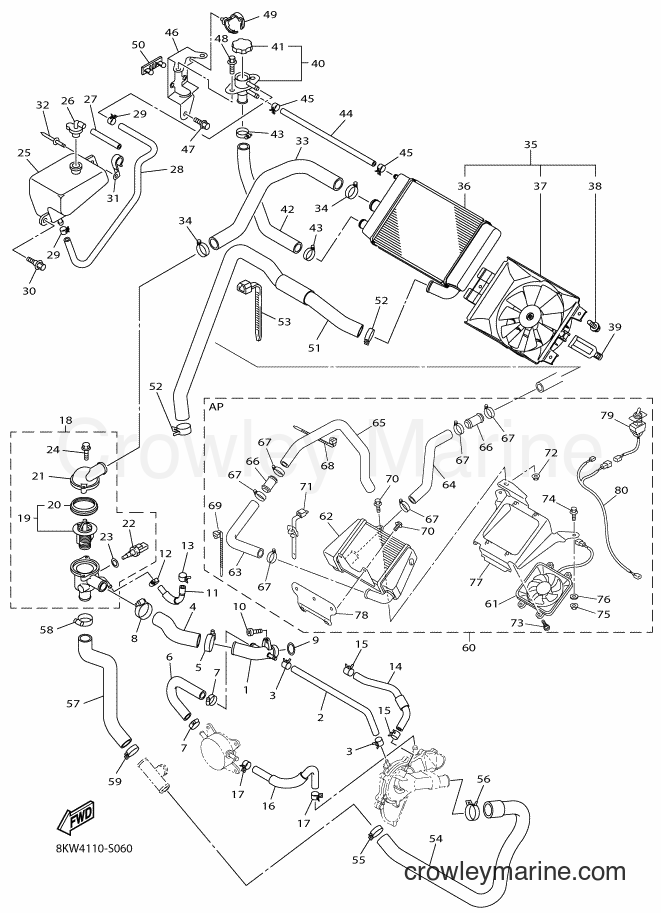 2017 Snowmobile VK10F - VK10F (8KW4) [020] - RADIATOR & HOSE