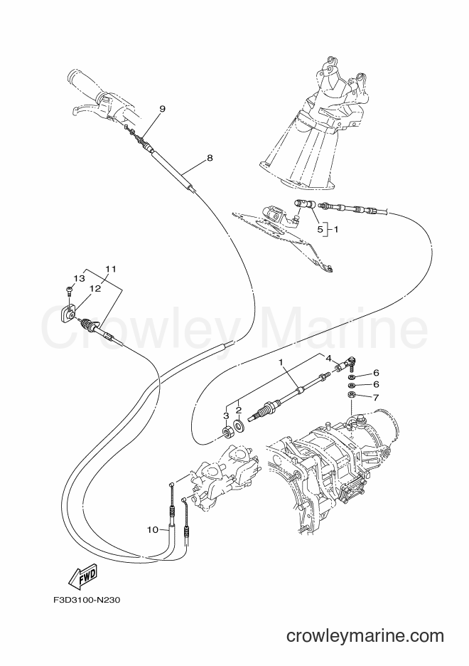 Yamaha Motors VX700 (F3D3) [010] - CONTROL CABLE