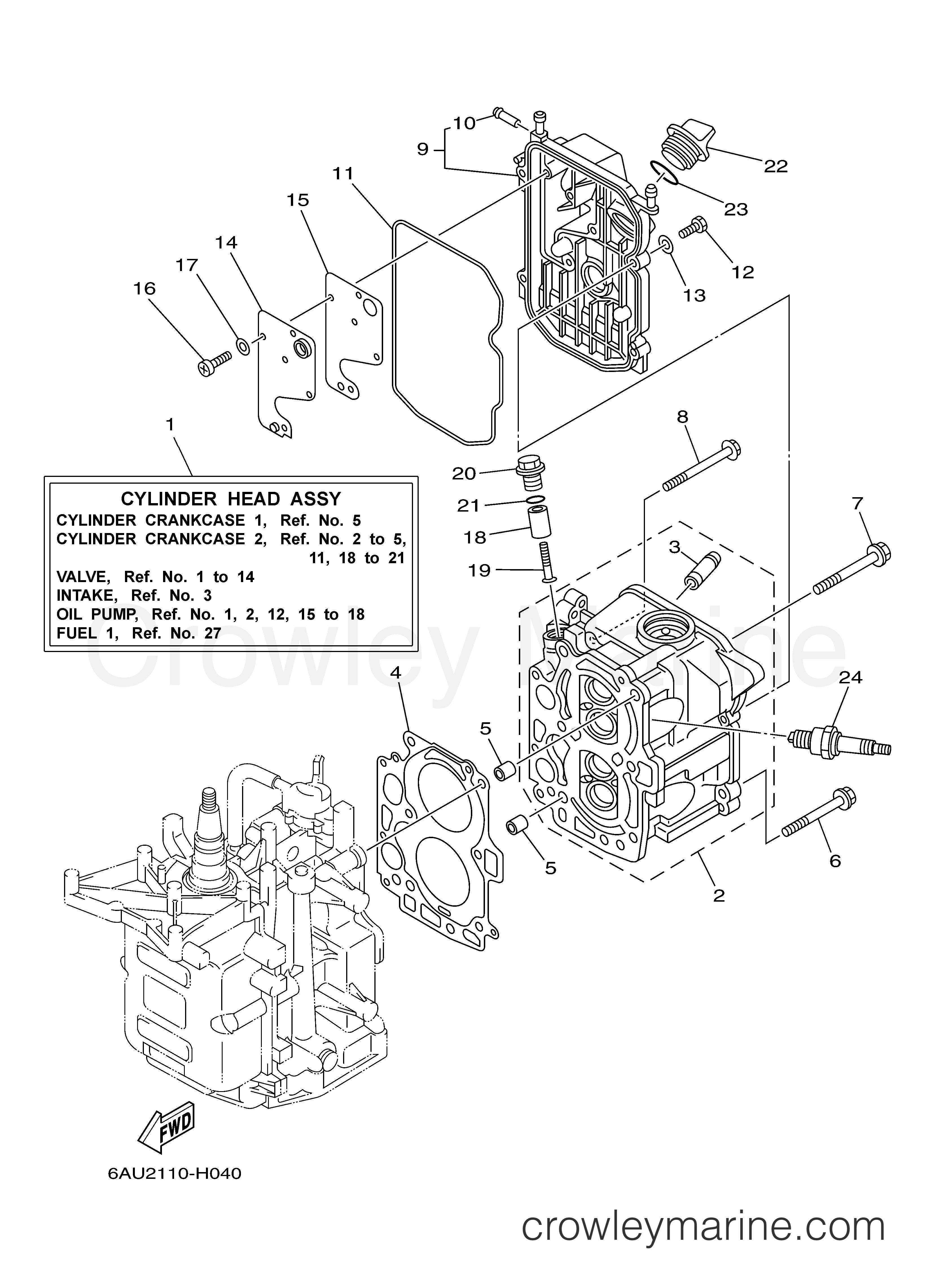 Yamaha Motors F9.9FELR - CYLINDER CRANKCASE 2
