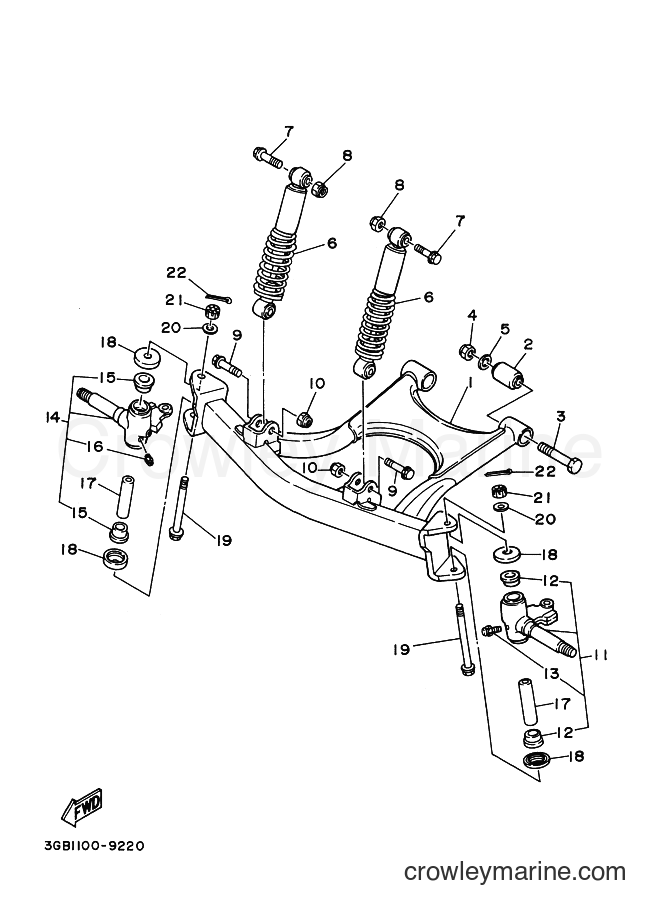 1992 ATV YFM100 - YFM100 (3GBB) [010] - FRONT SUSPENSION & WHEEL