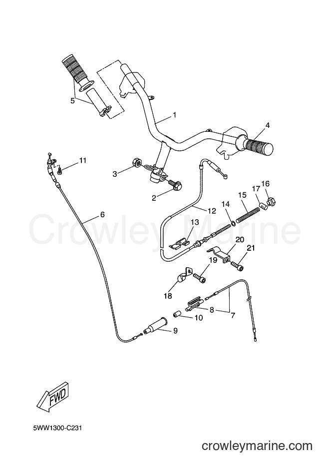 Yamaha Motors CW50 (5WWM) [010] - STEERING HANDLE & CABLE