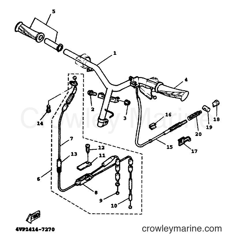 1999 Scooter YW100T - YW100T (5JY1) [010] - STEERING HANDLE & CABLE