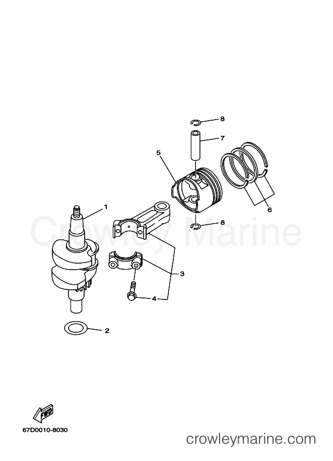 Yamaha Motors F4A (68D2) [150] - CRANKSHAFT & PISTON