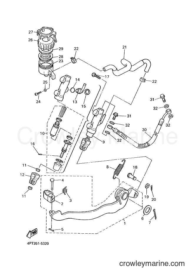 1997 Dirt Bike XT600E - XT600E (4PT5) [070] - REAR MASTER CYLINDER