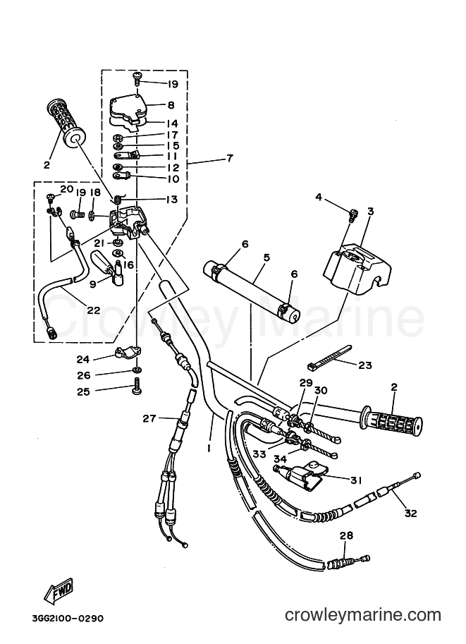 1990 ATV YFZ350 - YFZ350 (3GG2) [999] - STEERING HANDLE & CABLE