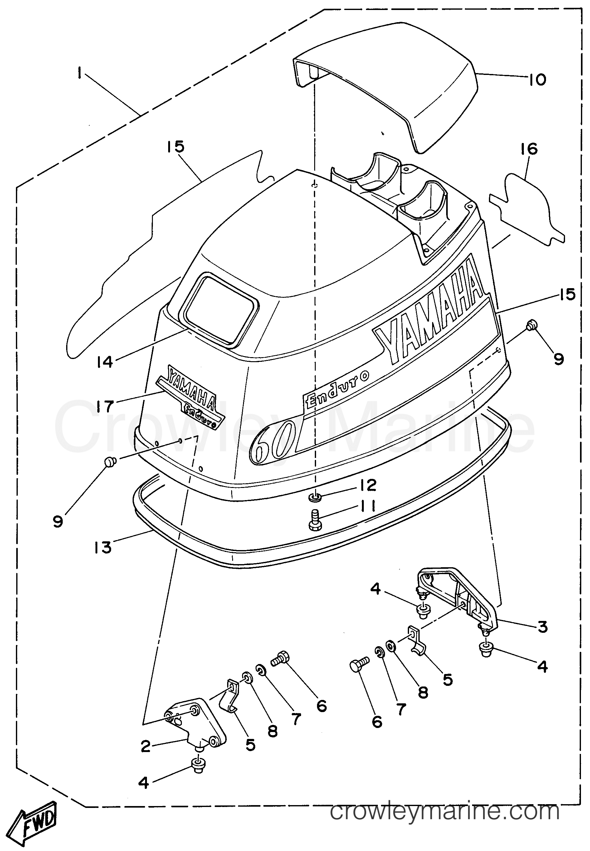 Yamaha Motors E60MLHT - TOP COWLING