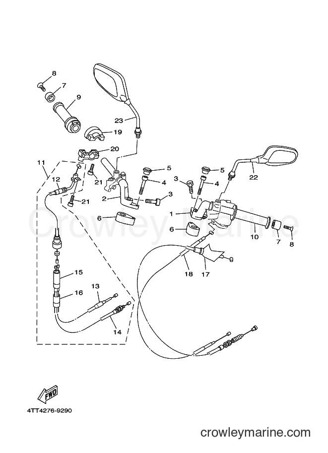 1999 Scooter JZ120F - JZ120F (4TT3) [010] - STEERING HANDLE & CABLE