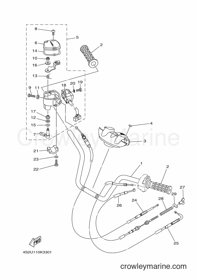 Yamaha Motors YFM350FWAN (4S2V) [010] - STEERING HANDLE & CABLE