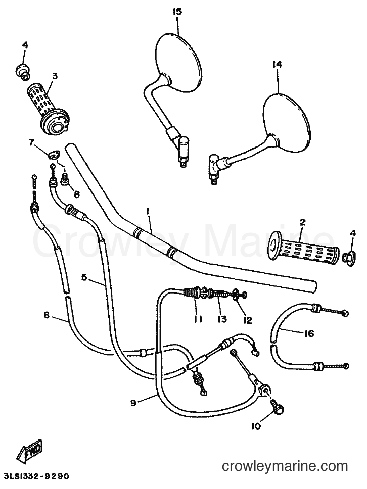 Yamaha Motors XV250 (3LS3) [010] - STEERING HANDLE & CABLE