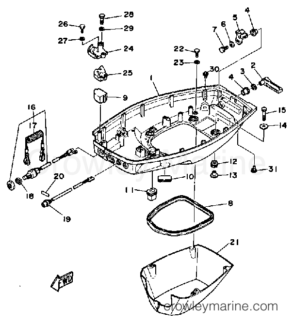 Yamaha Motors 40SH-JD - BOTTOM COWLING