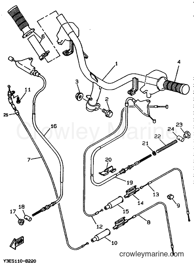 1990 Scooter CW50 - CW50 (3WW1) [999] - STEERING HANDLE & CABLE
