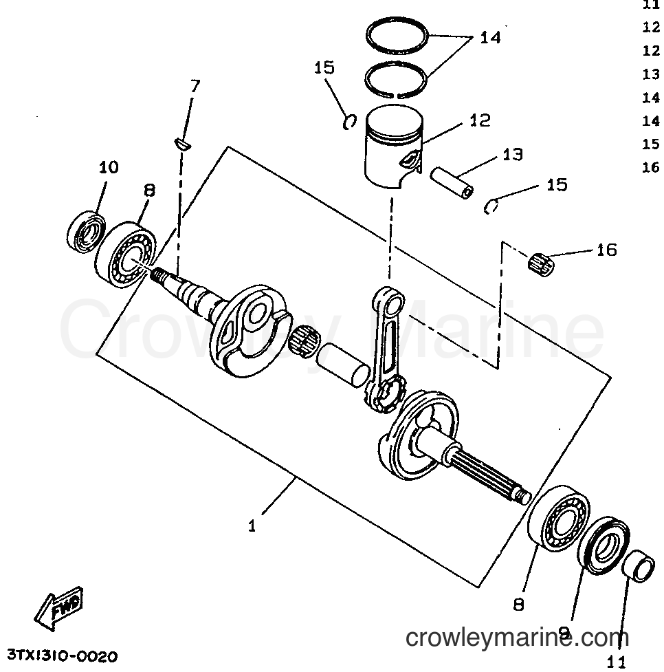 1990 Scooter CW50 - CW50 (3WW1) [999] - CRANKSHAFT & PISTON