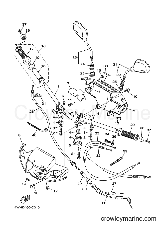 2004 Street Bike V110E - V110E (4WHE) [010] - STEERING HANDLE & CABLE