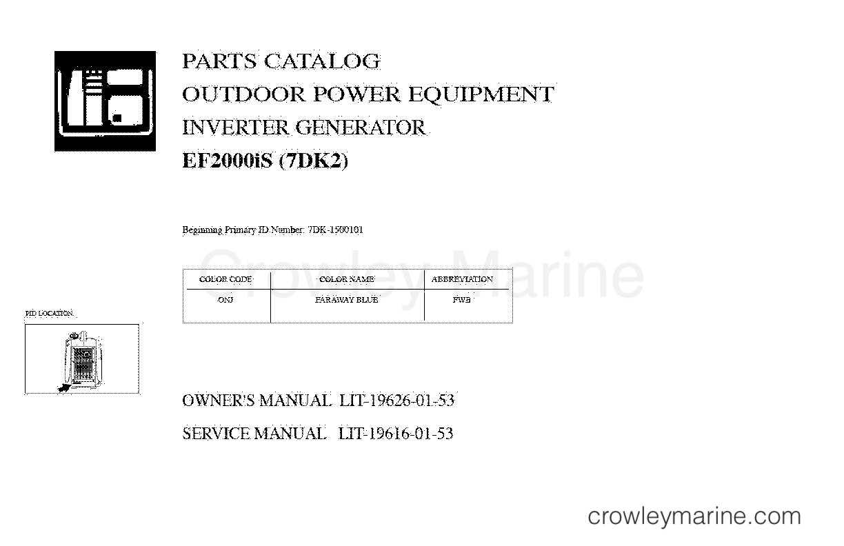 2009 Generator 2000 - EF2000IS  (EF2000IS) - 1 TITLE PAGE