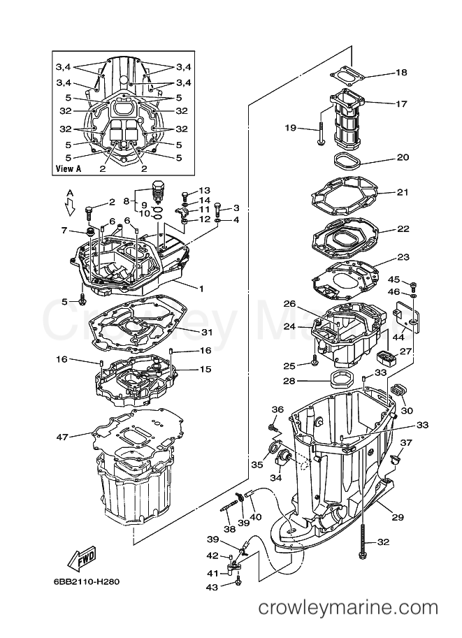 Yamaha Motors F225CETL (6BB2) [030] - UPPER CASING