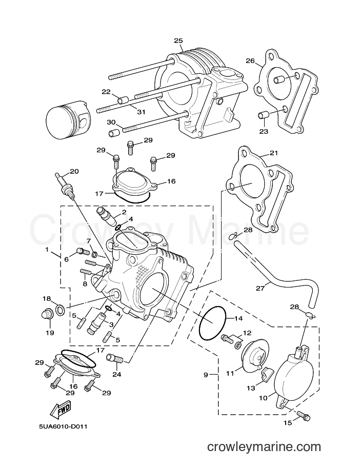 2003 Scooter XC125 - XC125 (5UA1) [010] - シリンダヘツド