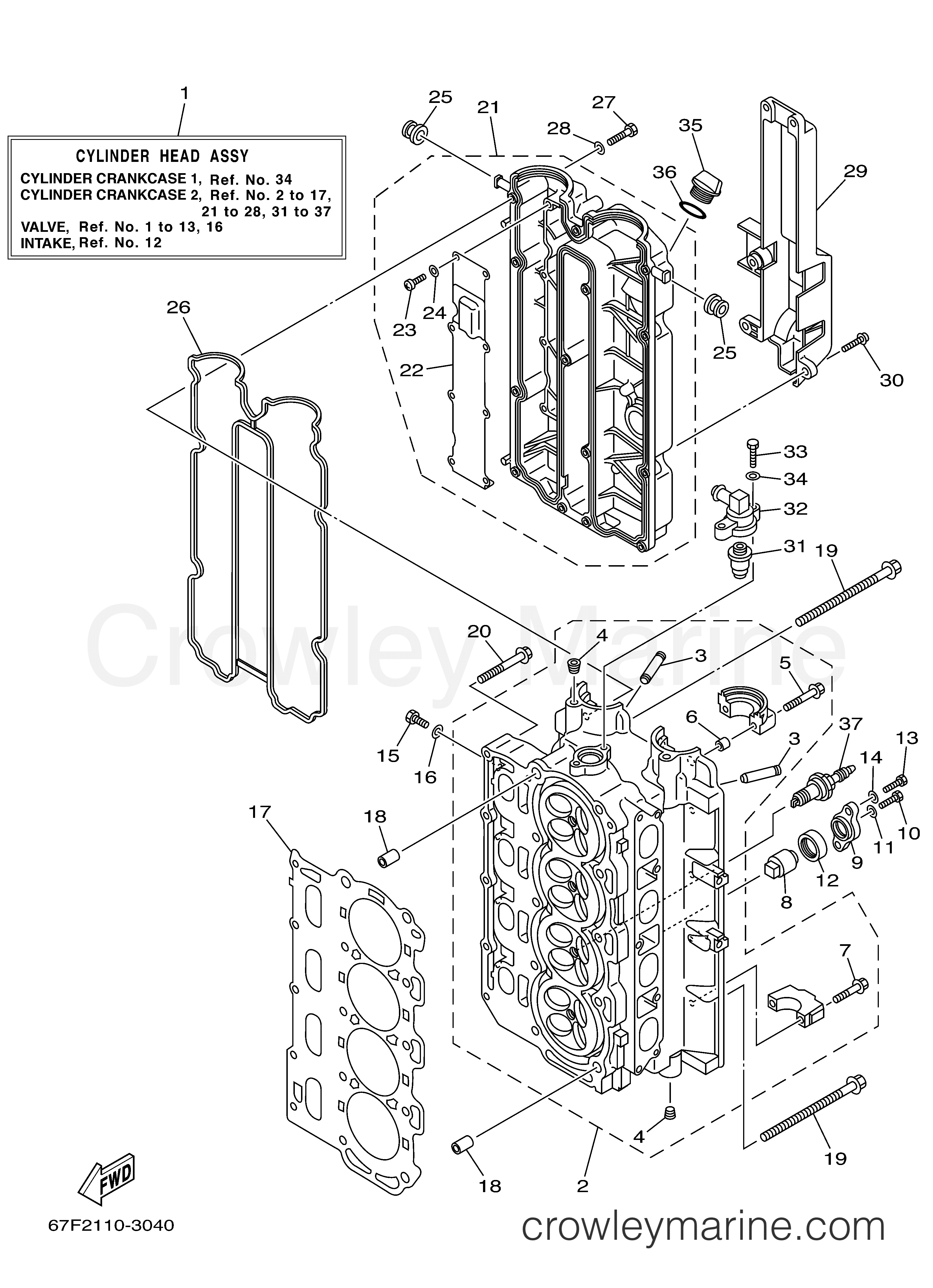 Yamaha Motors F80TJRB - CYLINDER CRANKCASE 2