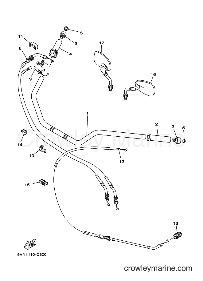 Yamaha Motors XV1700A (5VN6) [010] - STEERING HANDLE & CABLE