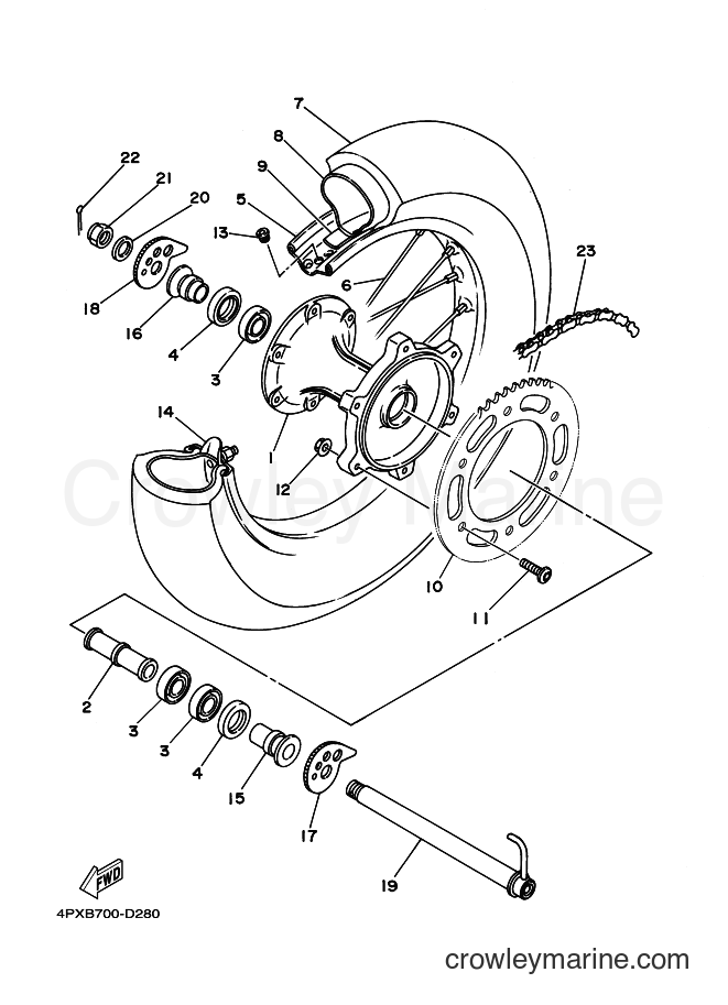 2005 Dirt Bike TT250R - TT250R (4PXB) [010] - REAR WHEEL