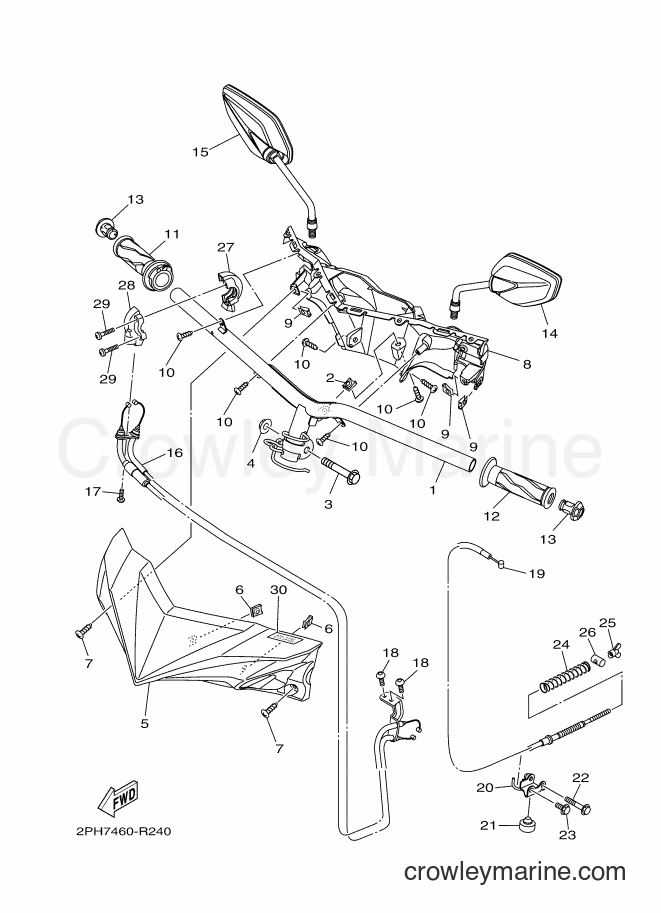 Yamaha Motors LNS125 (2PH7) [010] - STEERING HANDLE & CABLE