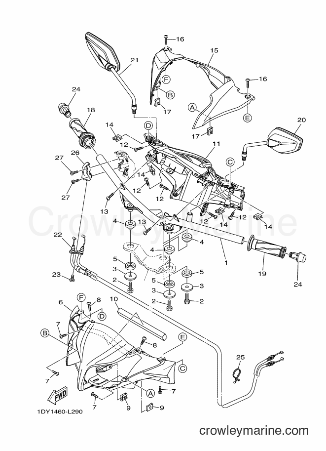 Yamaha Motors T115FSEC (1DY6) [010] - STEERING HANDLE & CABLE