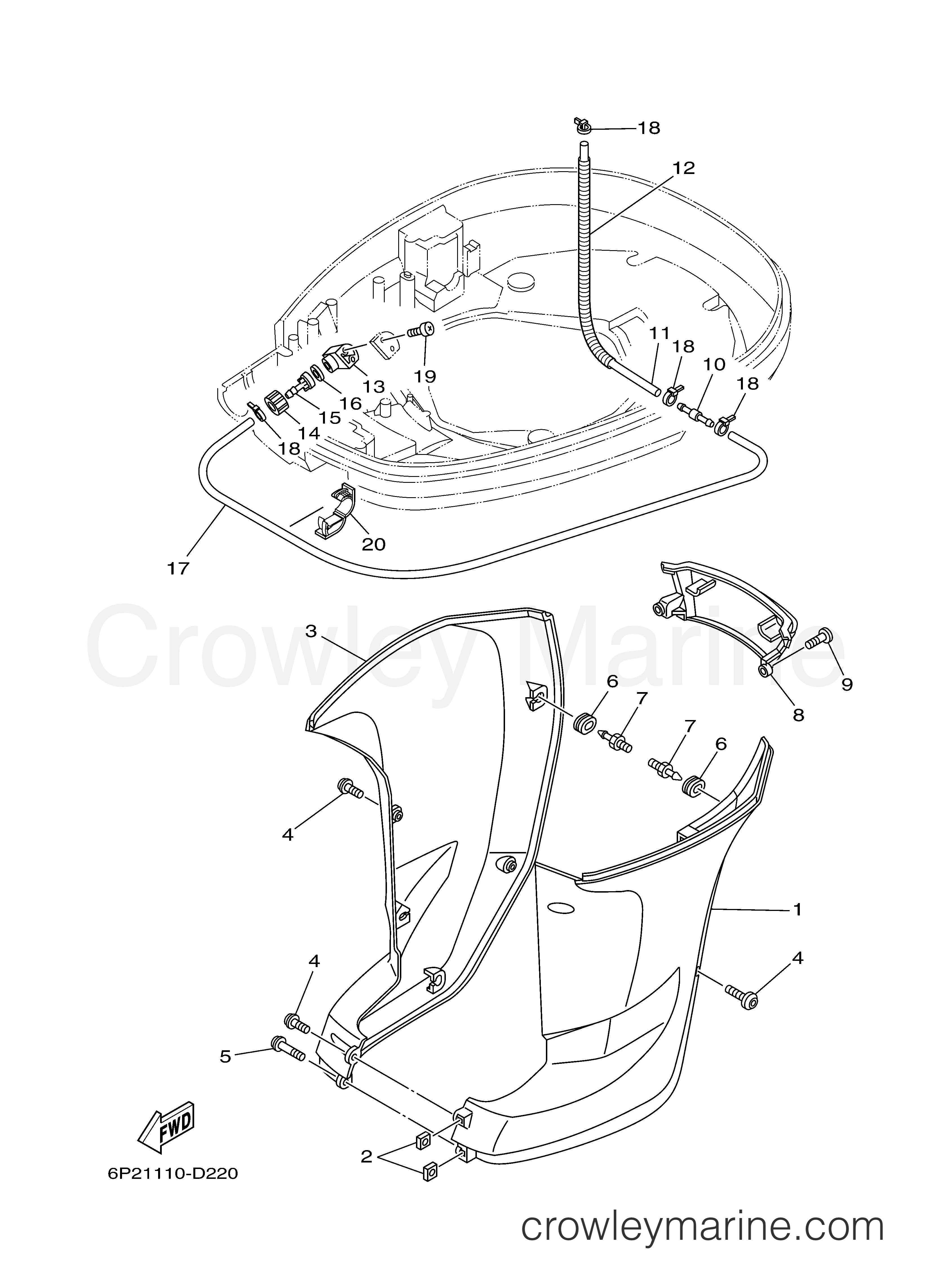 Yamaha Motors LF250XA - BOTTOM COWLING 2
