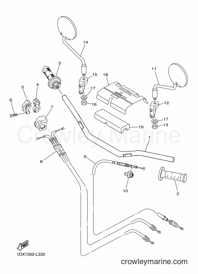2012 Dirt Bike WR450F - WR450F (1DX1) [010] - STEERING HANDLE & CABLE