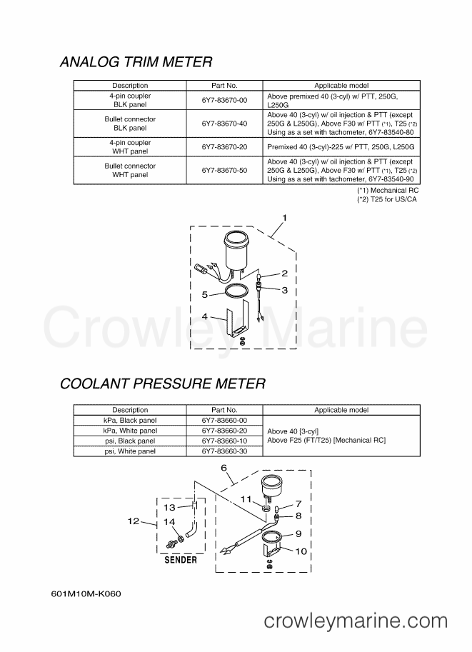 Yamaha Motors RIGGING METER 2014 (601M) [010] - METER 6
