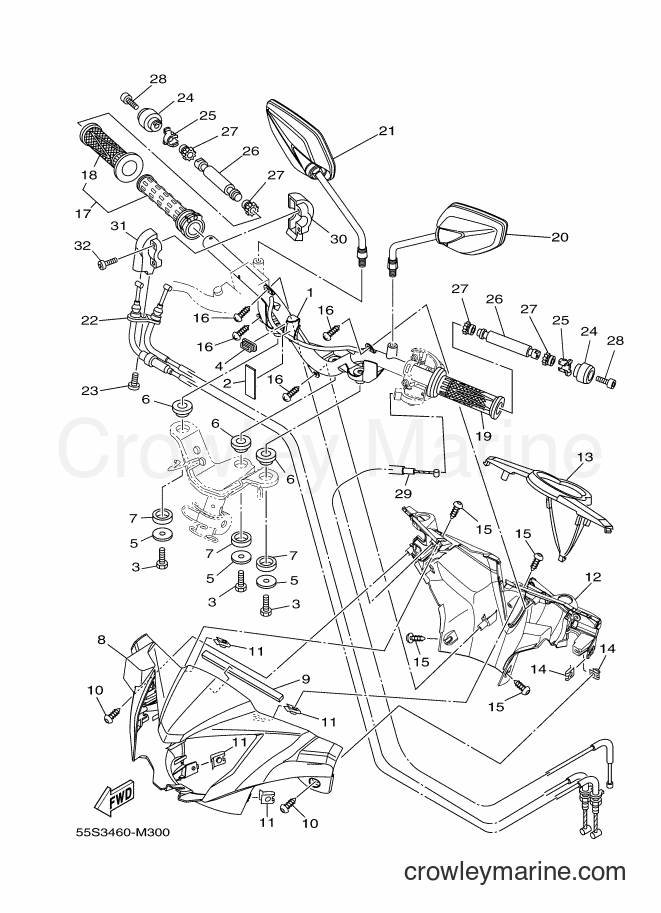 Yamaha Motors T135SEC (55S3) [010] - STEERING HANDLE & CABLE