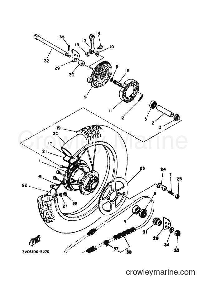 1995 Dirt Bike RT180 - RT180 (4BN4) [010] - REAR WHEEL