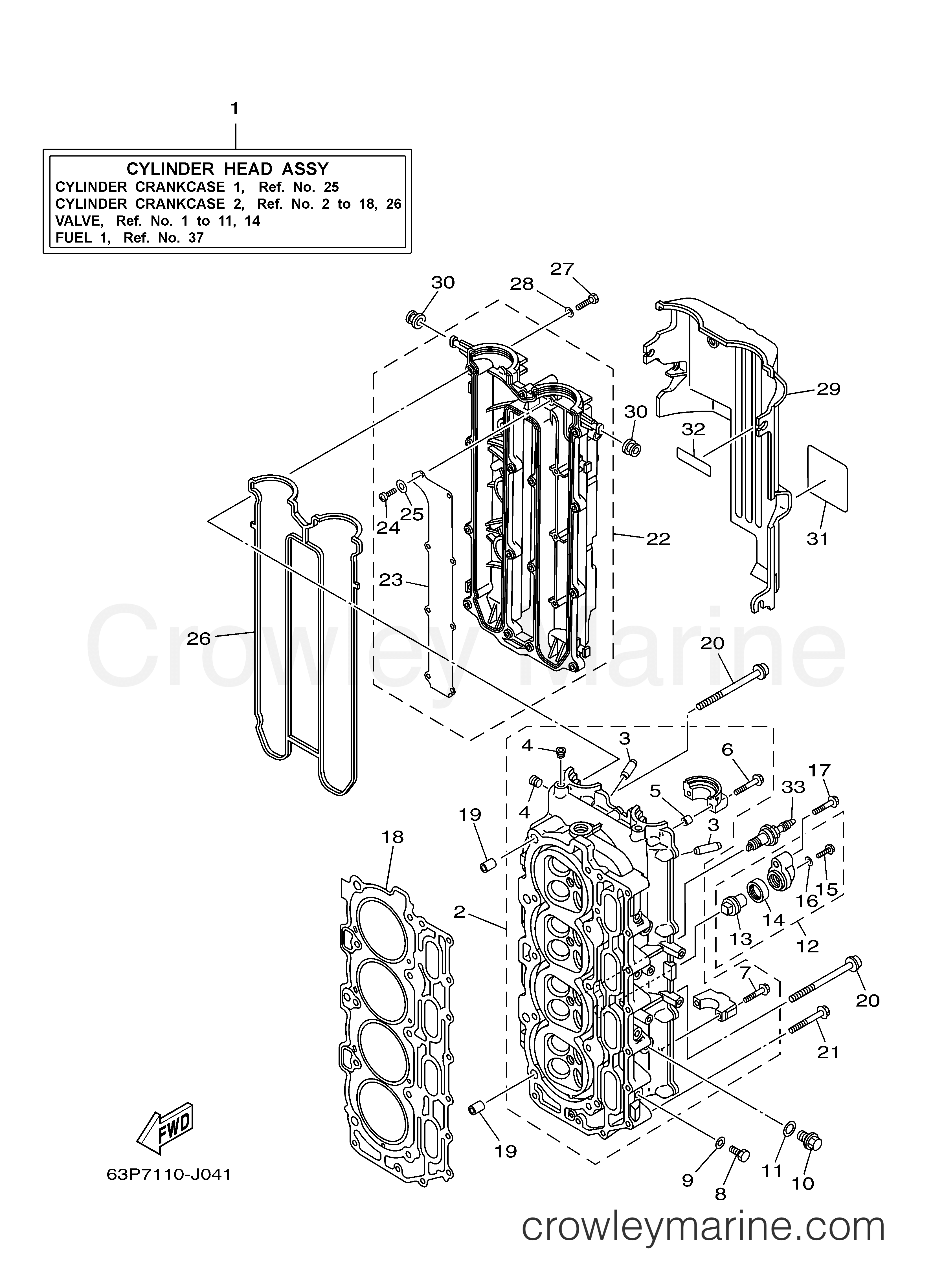 Yamaha Motors F150TLR - CYLINDER CRANKCASE 2
