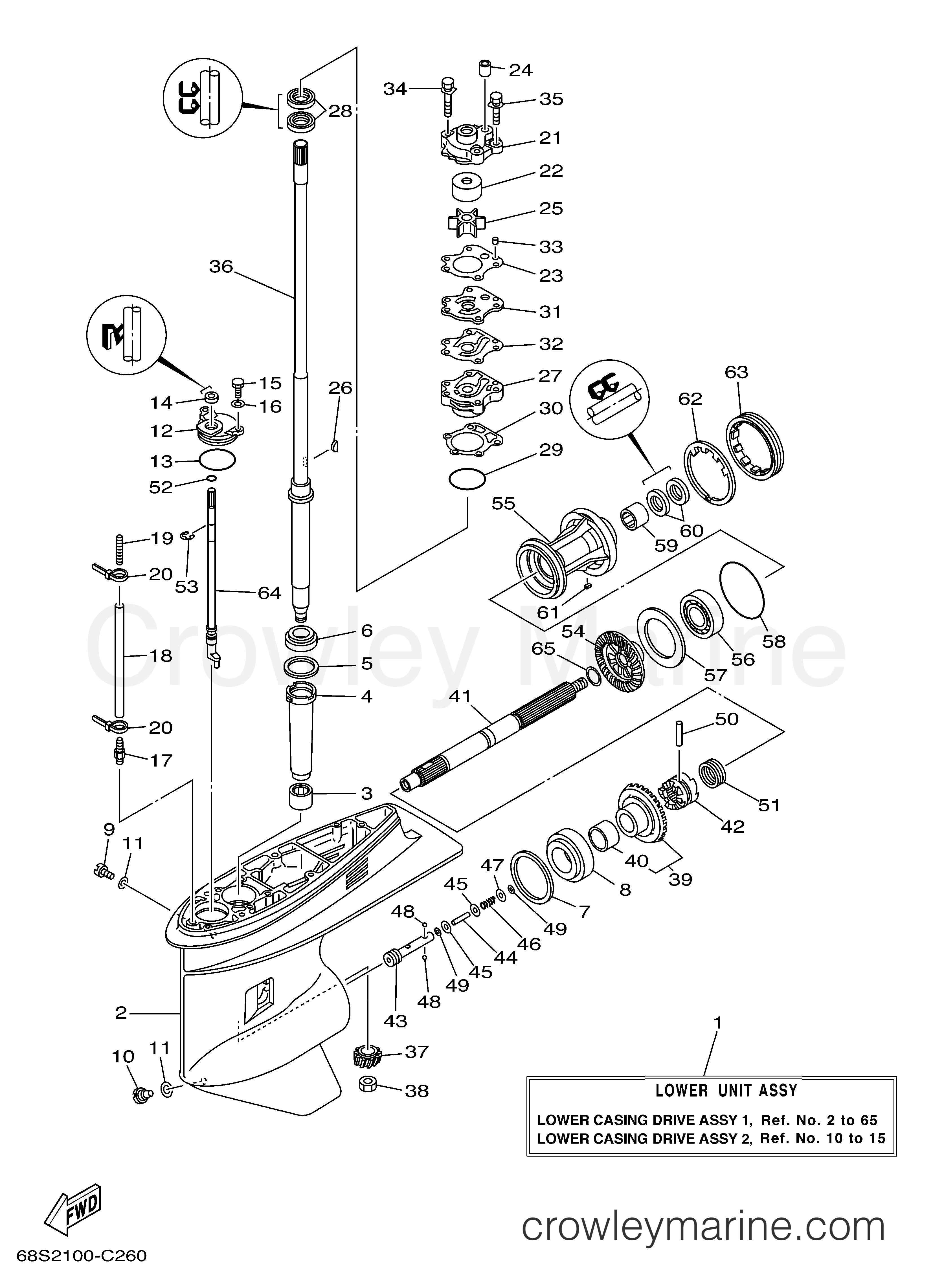 Yamaha Motors T60TLRC - LOWER CASING DRIVE 1