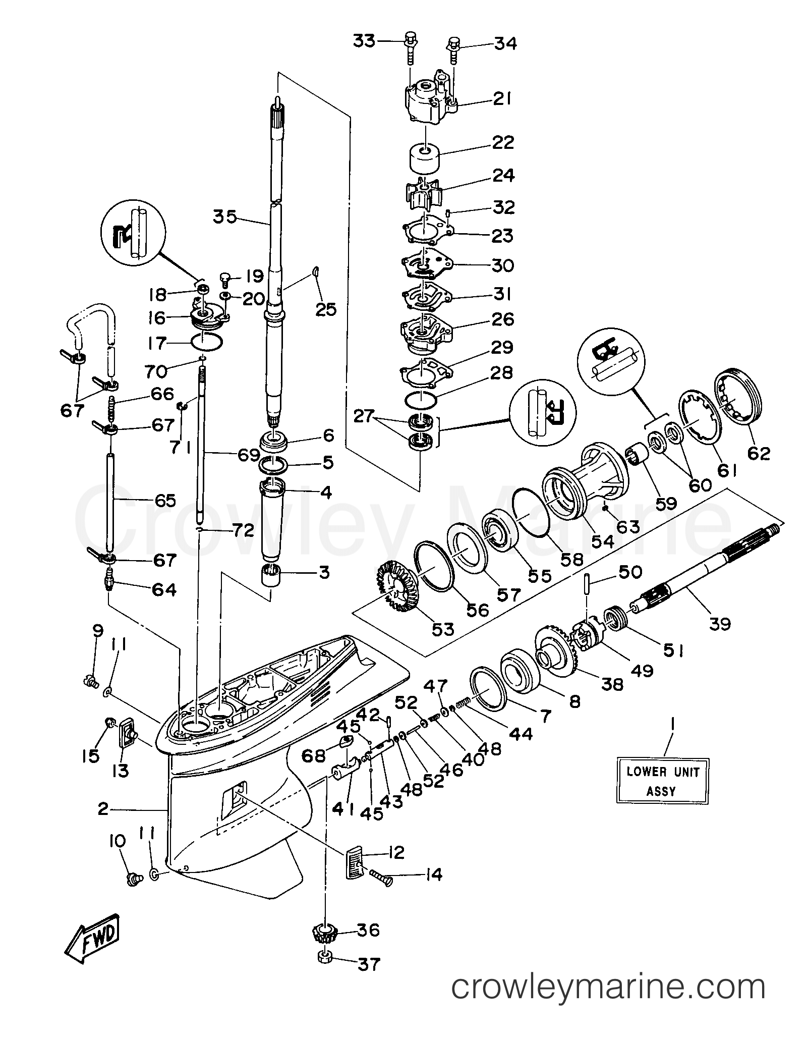Yamaha Motors P75TLHX - LOWER CASING DRIVE 1