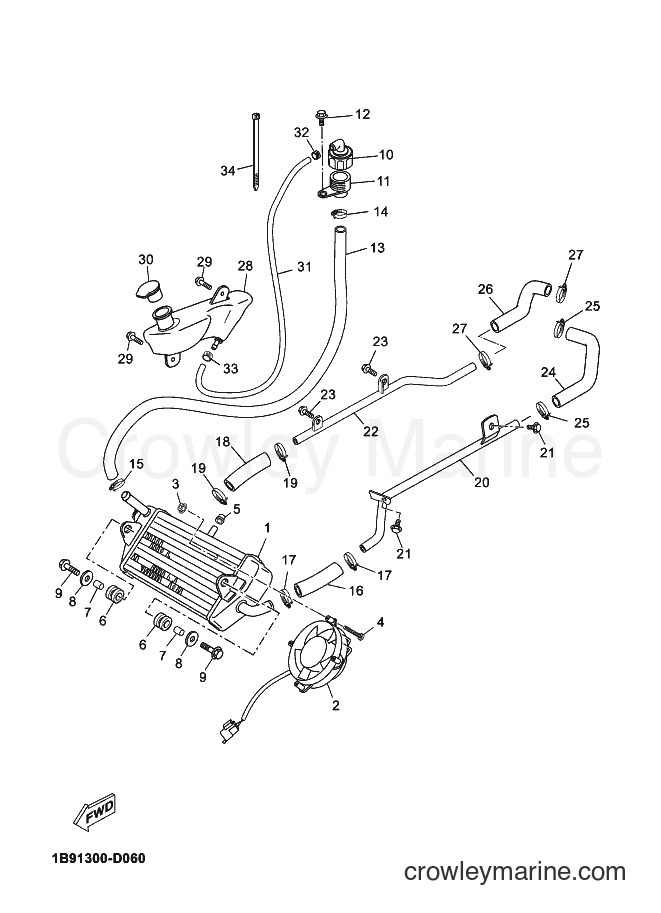 2006 Scooter YP125R - YP125R (1B91) [050] - RADIATOR & HOSE