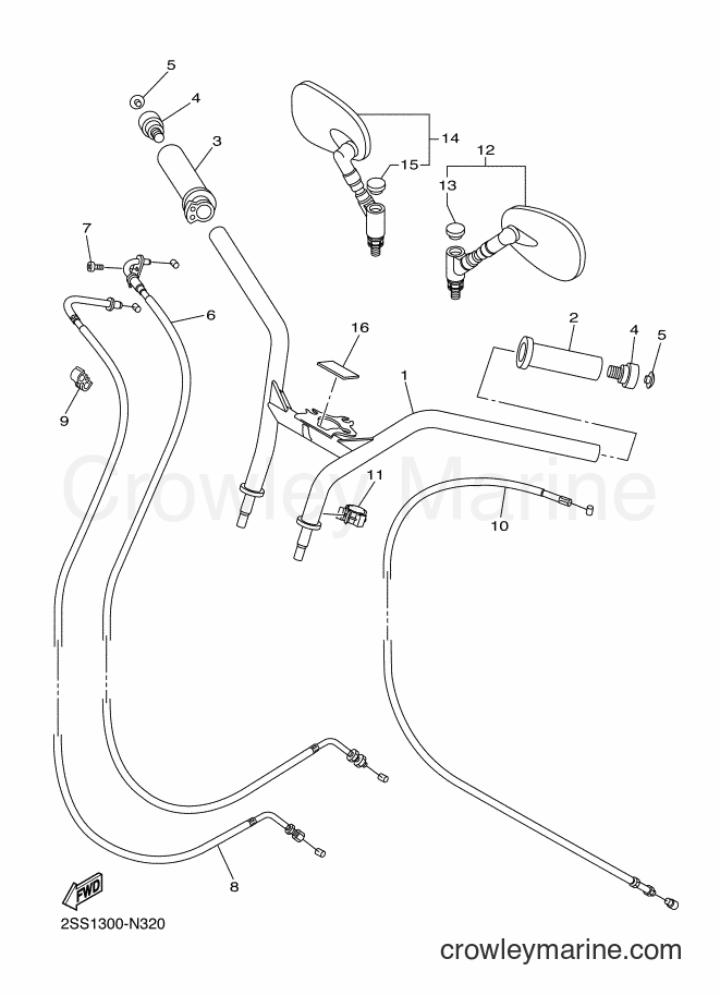 Yamaha Motors XVS1300CU (2SS4) [010] - STEERING HANDLE & CABLE