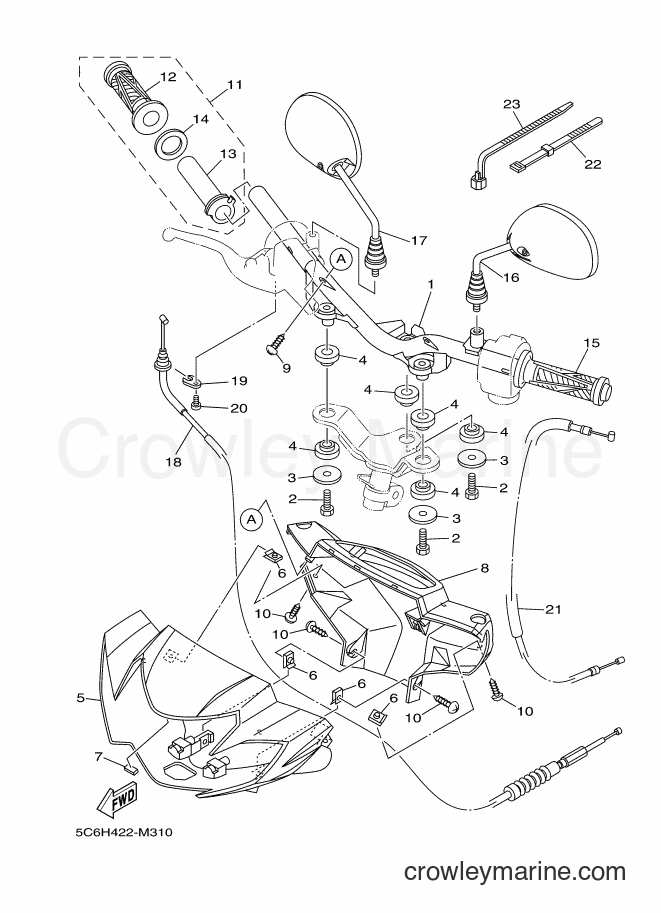 2014 Scooter T110LEC - T110LEC (5C6R) [010] - STEERING HANDLE & CABLE