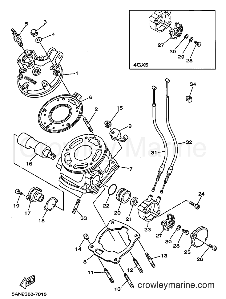 1997 Dirt Bike TDR125 - TDR125 (5AN2) [070] - CYLINDER