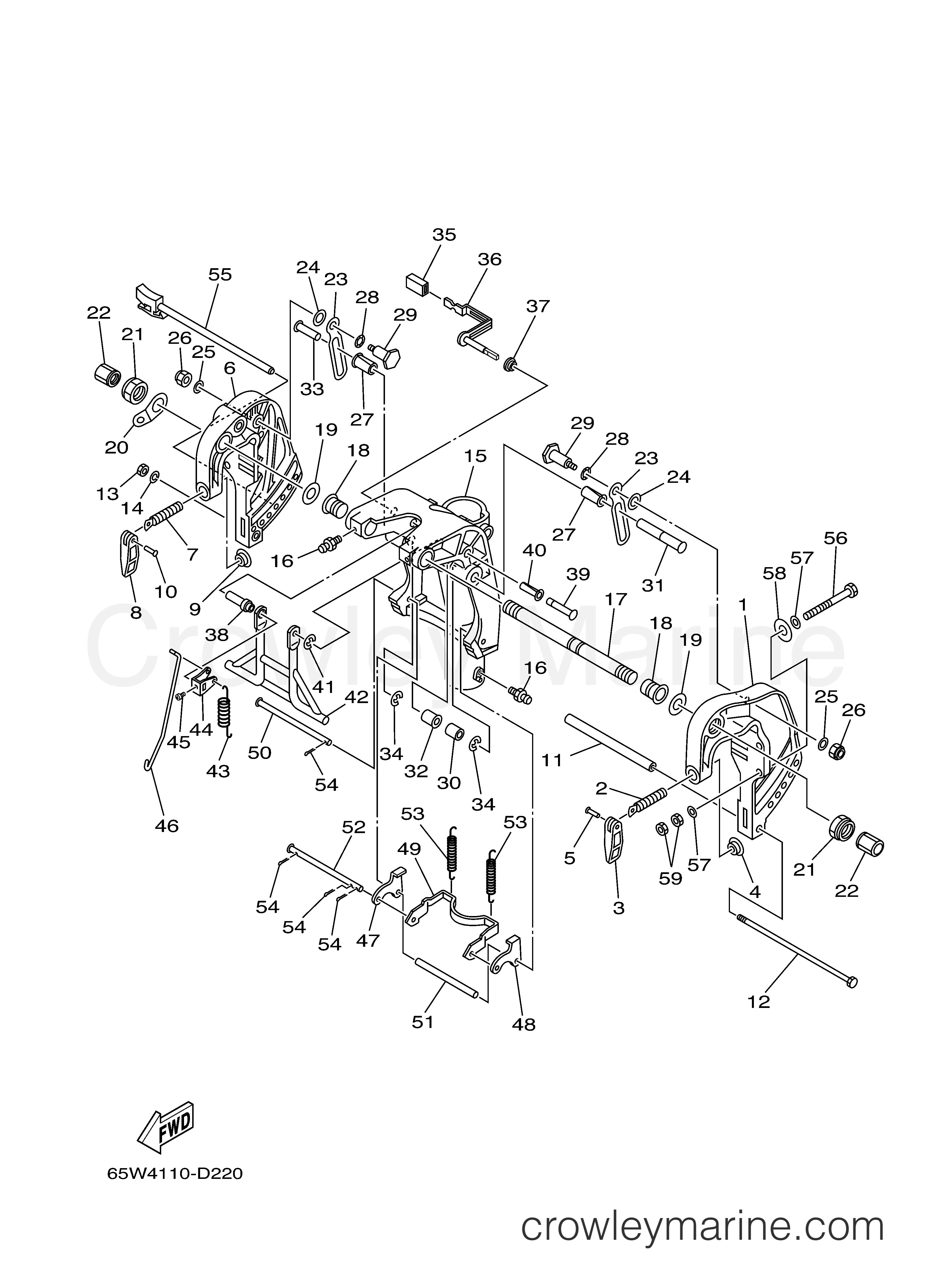 Yamaha Motors F25TLRD - BRACKET 1 MH EH ER