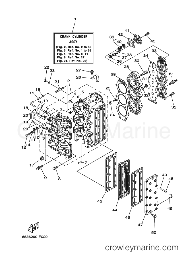 Yamaha Motors 85AEDL (6886) [030] - CYLINDER & CRANKCASE