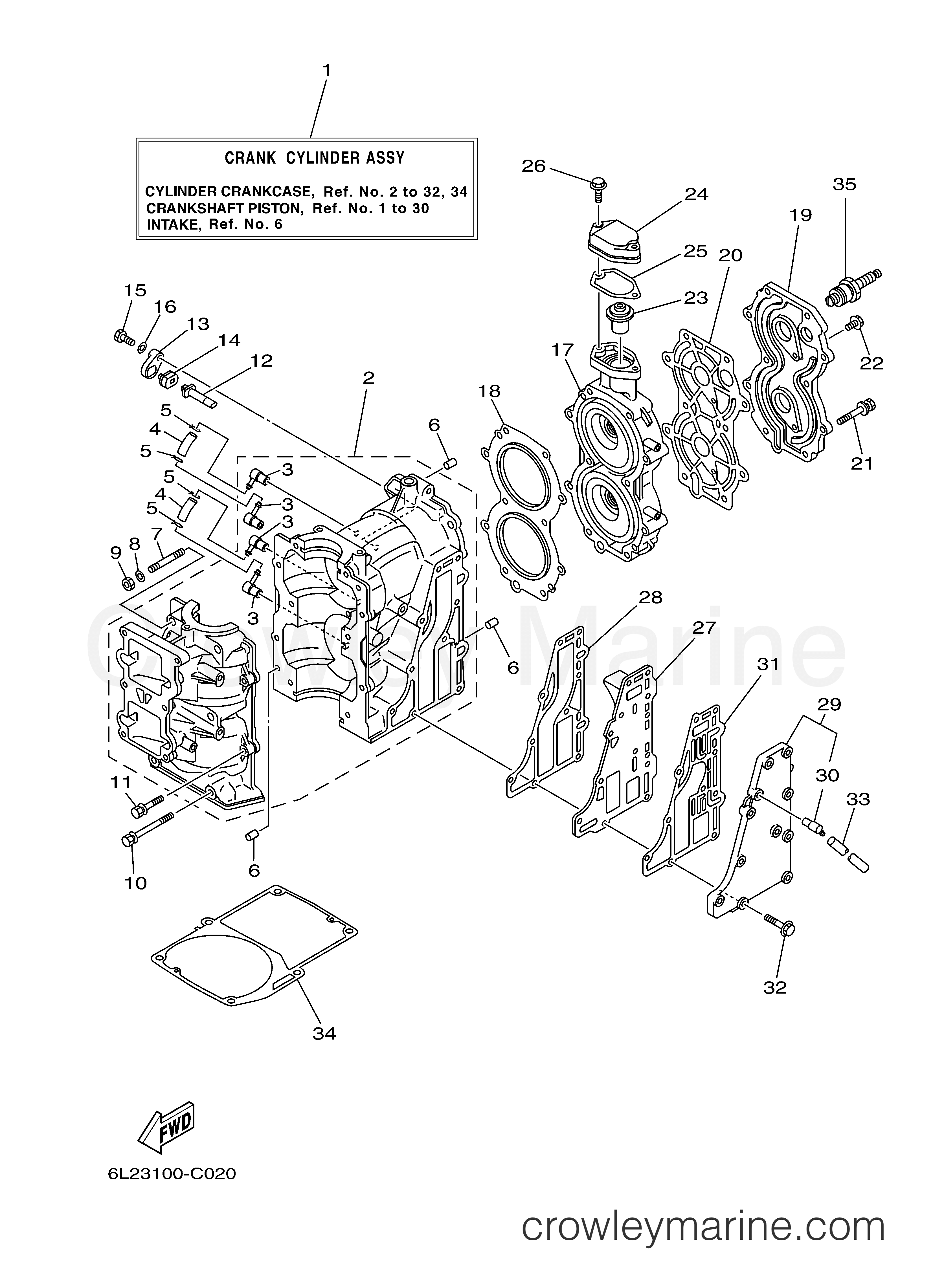 Yamaha Motors 25MSHC - CYLINDER CRANKCASE