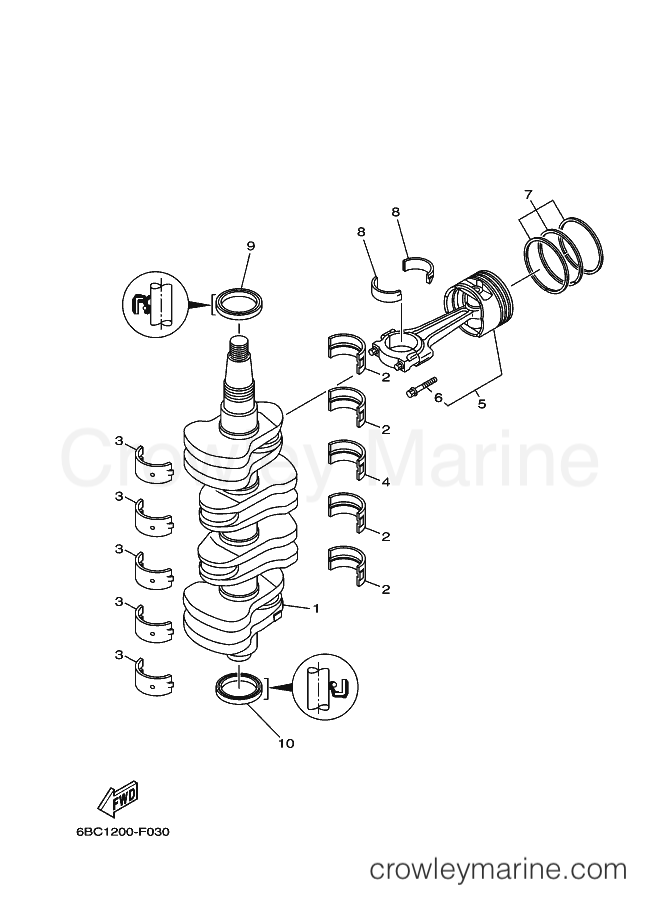 Yamaha Motors F75CEHDL (6BC3) [030] - CRANKSHAFT & PISTON