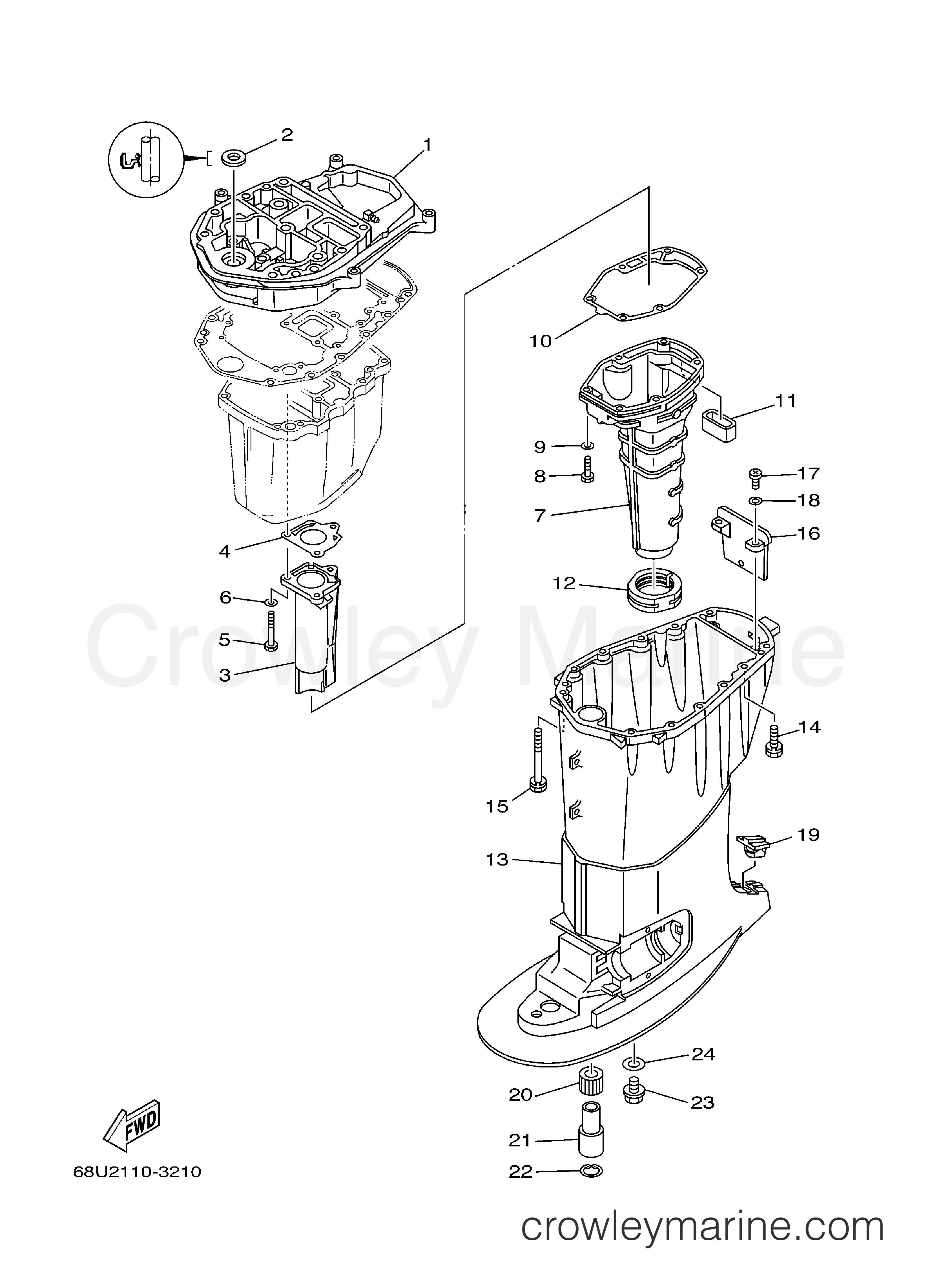 Yamaha Motors T25TLR - UPPER CASING