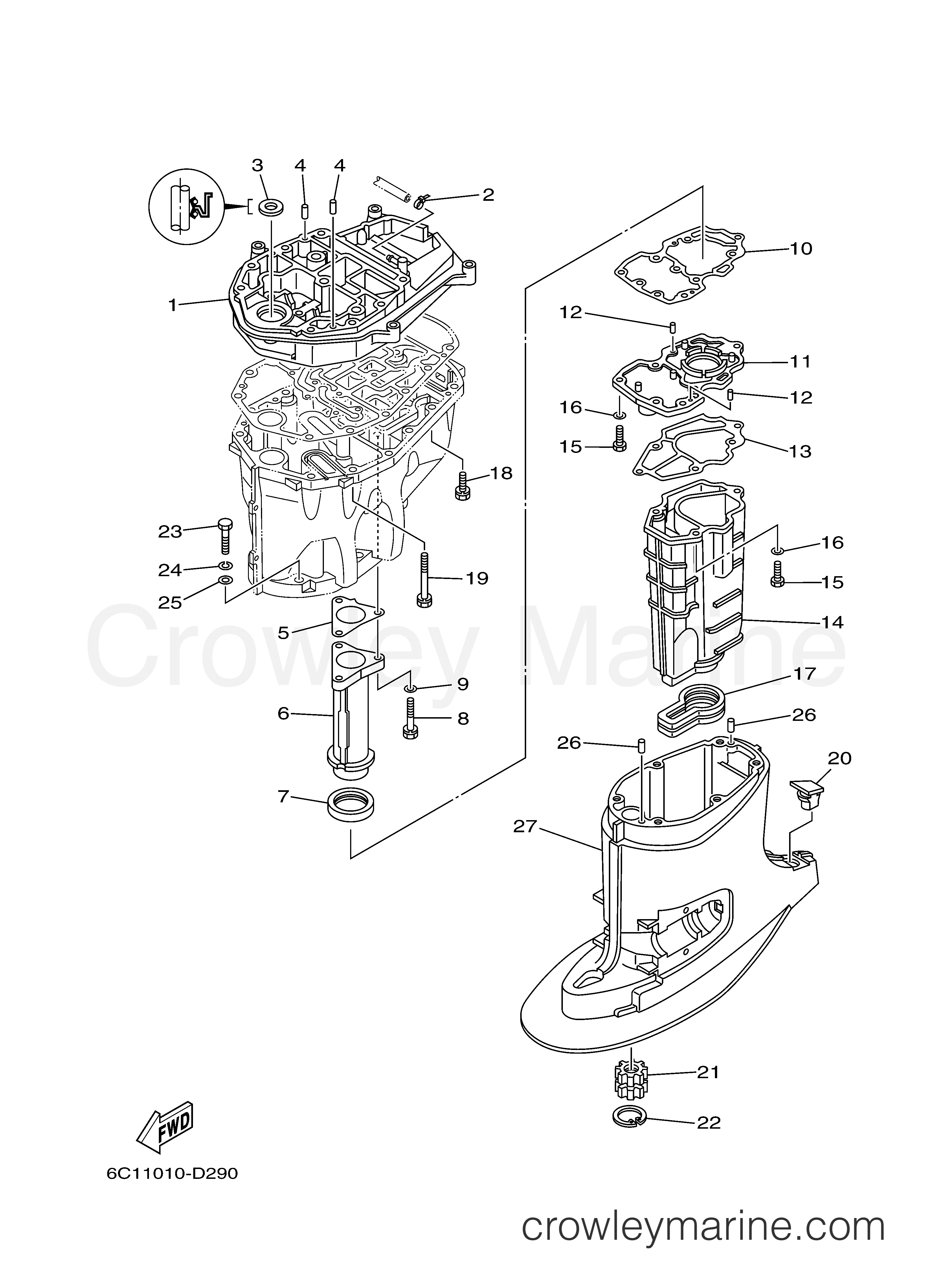 Yamaha Motors T60TLRD - UPPER CASING