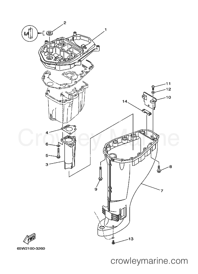 Yamaha Motors F25(20)AET (65W2) [340] - UPPER CASING